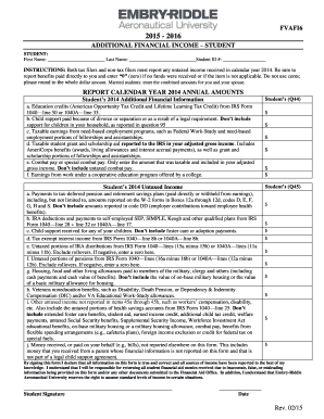 Additional Financial Income Student Form