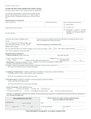 California Welfare Exemption Claim Form