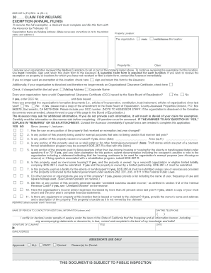 California Welfare Exemption Claim Form