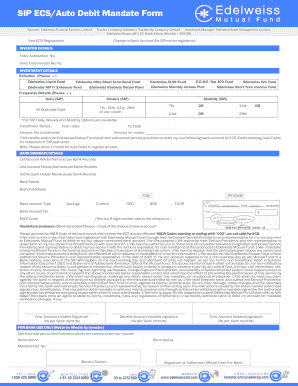 Edelweiss SIP ECS Auto Debit Mandate Form