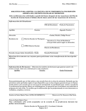 SOLICITUD PARA ASISTIR A LA ESCUELA DE SU PREFERENCIA/INSCRIPCIÓN ABIERTA