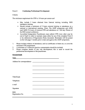 Form 8 Continuing Professional Development