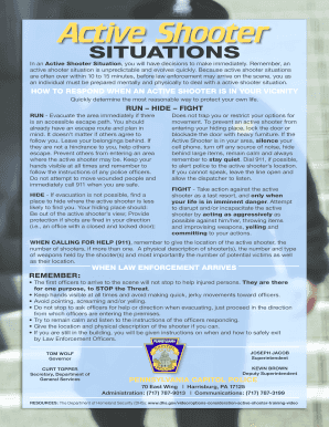 Fillable Online In an Active Shooter Situation, you will have decisions ...