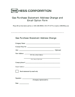 Gas Purchase Statement Address Change Form