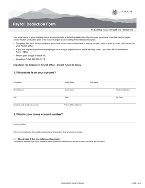 Janus Payroll Deduction Form
