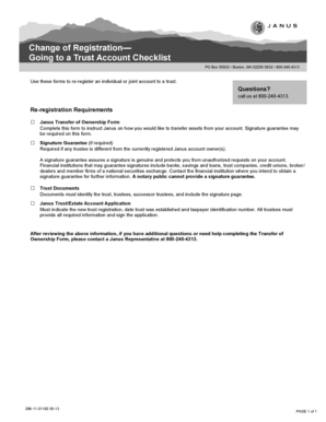 Janus Transfer of Ownership Form
