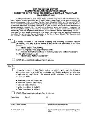 Guthrie School District FERPA Consent Form