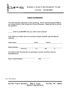 Vision Screening Permission Form