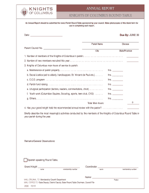 Knights of Columbus Annual Report Form