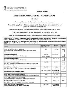 2016 General Application for EducationMatters Awards