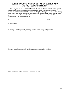 Clergy Check-Up Form