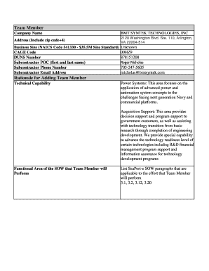 Team Member Information Form