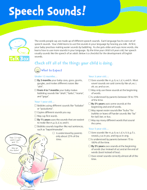 Speech Sounds Development Checklist