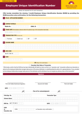 Employee Unique Identification Number Remediation Form
