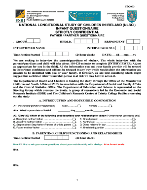 National Longitudinal Study of Children in Ireland Infant Questionnaire