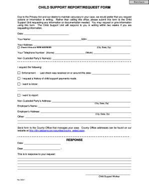 Child Support Report/Request Form