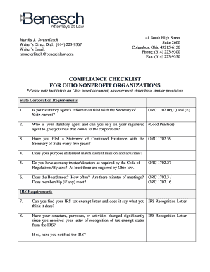 Ohio Nonprofit Compliance Checklist