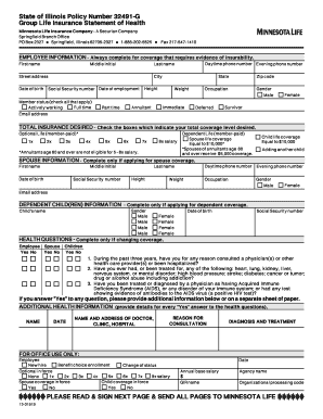 State of Illinois Group Life Insurance Statement of Health