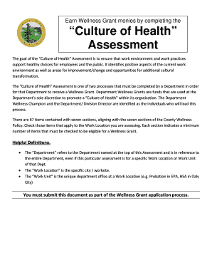 Culture of Health Assessment Form