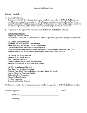 Asbestos Certification Form