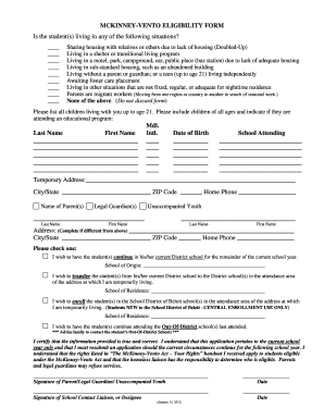 McKinney-Vento Eligibility Form