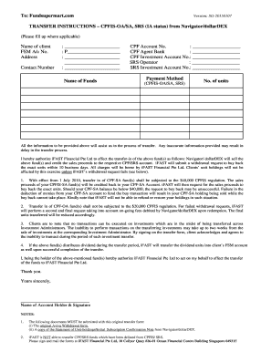 Transfer Instructions for CPFIS-OA/SA, SRS