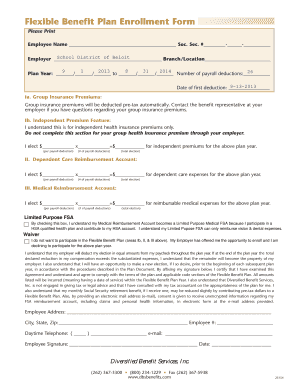 Flexible Benefit Plan Enrollment Form