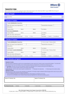 AllianzGI Singapore Fund Transfer Form