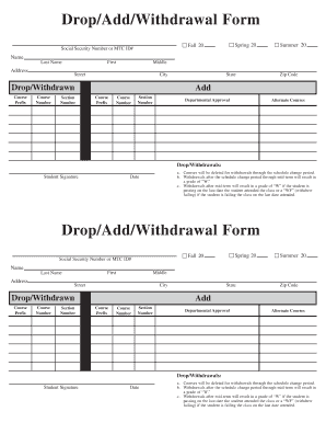 Drop Add Withdrawal Form