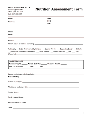 Nutrition Assessment Form