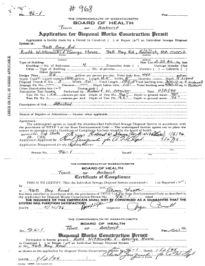 Massachusetts Sewage Disposal Permit