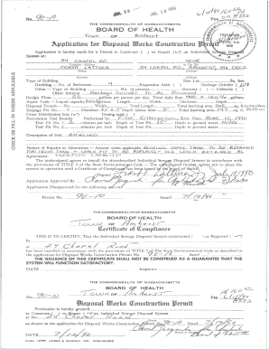 Massachusetts Septic System Construction Permit