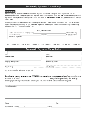 Automatic Payment Cancellation Letter