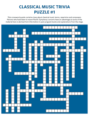 Classical Music Trivia Crossword Puzzle