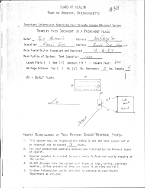 Massachusetts Private Sewage Disposal System Notice