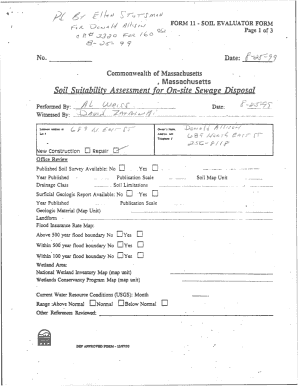 Massachusetts Soil Evaluator Form