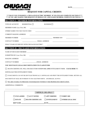 Request for Capital Credits