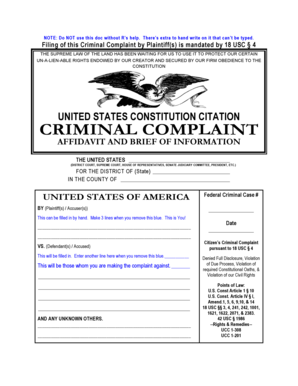 Criminal Complaint Form