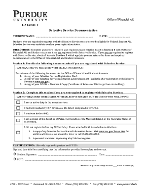 Selective Service Documentation Form