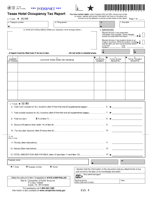 Texas Hotel Occupancy Tax Report