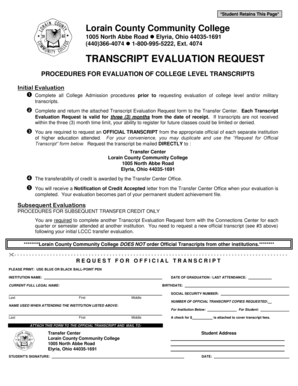 Transcript Evaluation Request Form