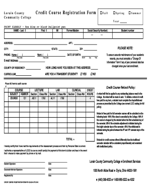 Lorain County Credit Course Registration Form
