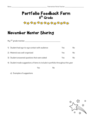 8th Grade Portfolio Feedback Form
