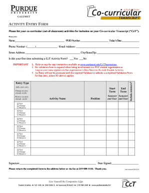 Activity Entry Form