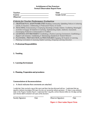 Formal Observation Report Form