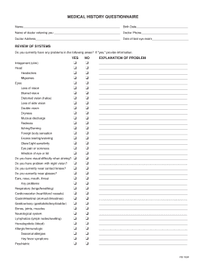 Medical History Questionnaire