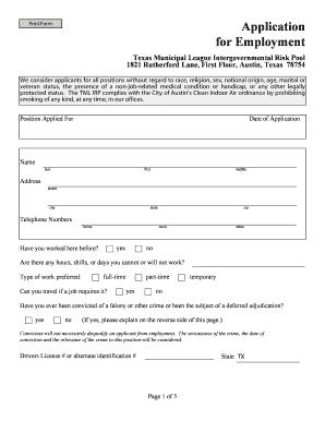 Texas Municipal League Employment Application