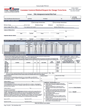Consumer Centered Medical Request for Change-Term Form