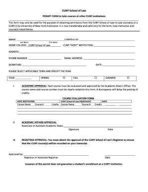 CUNY School of Law Course Permit Form