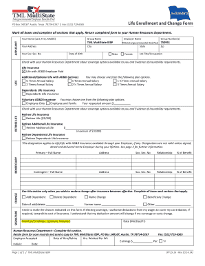 Life Enrollment and Change Form
